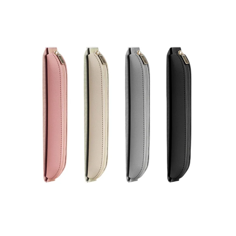 Estuche portatodo de cuero PU con clip y goma elástica
