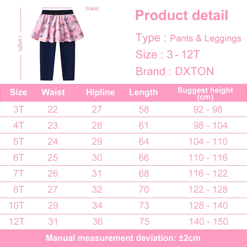 DXTON mallas con falda para niñas