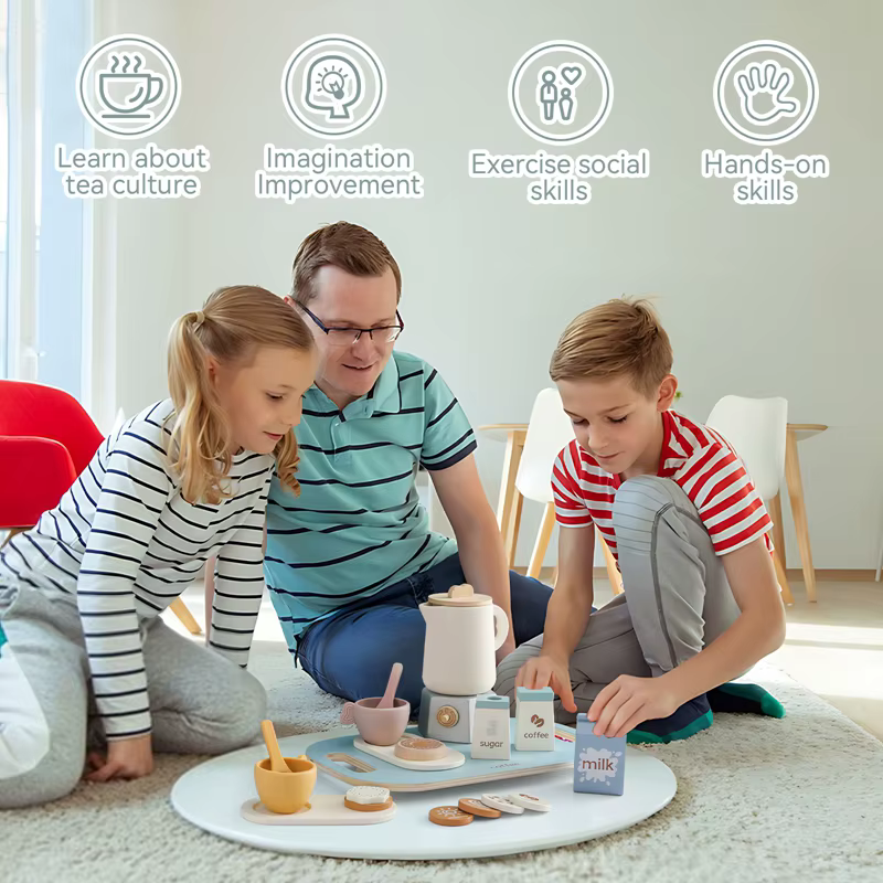 Tetera Montessori de madera – Set de té infantil para niños - imagen 2