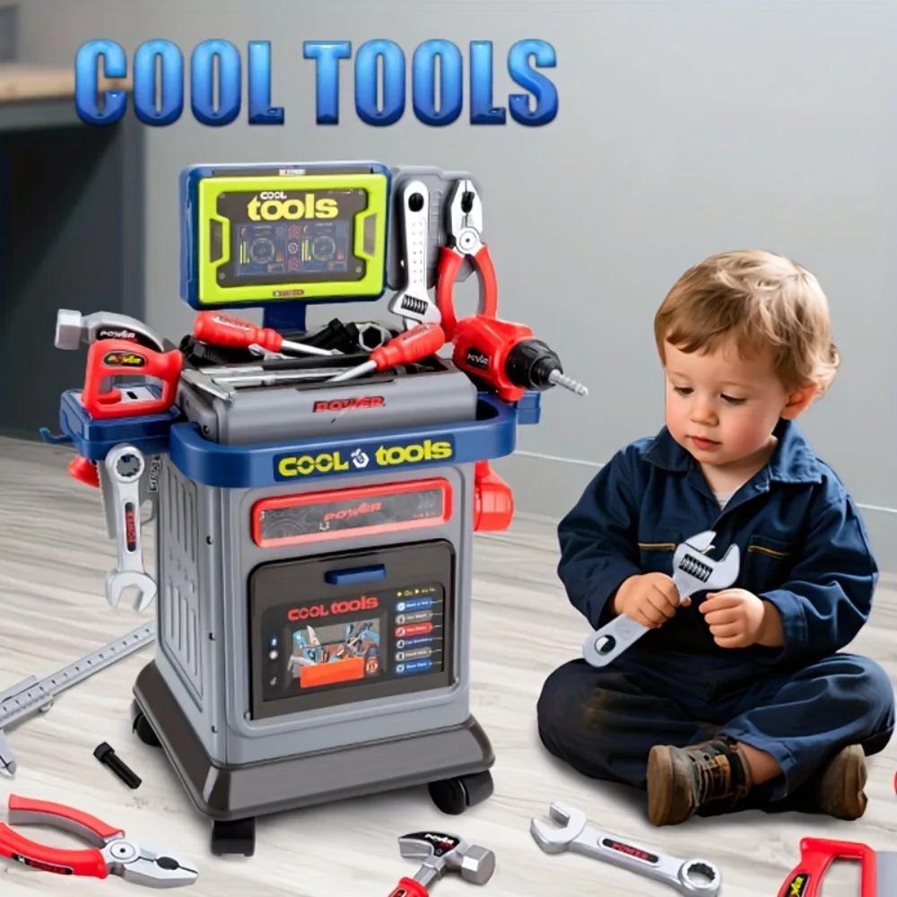 Carrito banco con taladro eléctrico – Juego herramientas niños