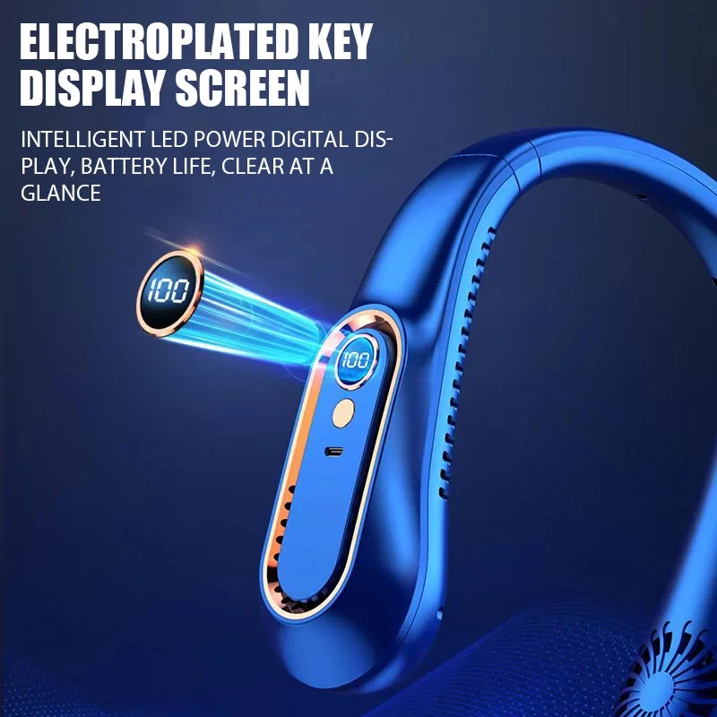Ventilador de cuello colgante recargable por USB silencioso con LED