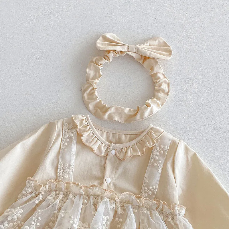 MILANCEL Body de encaje para bebé con flores bordadas - Manga larga - imagen 4