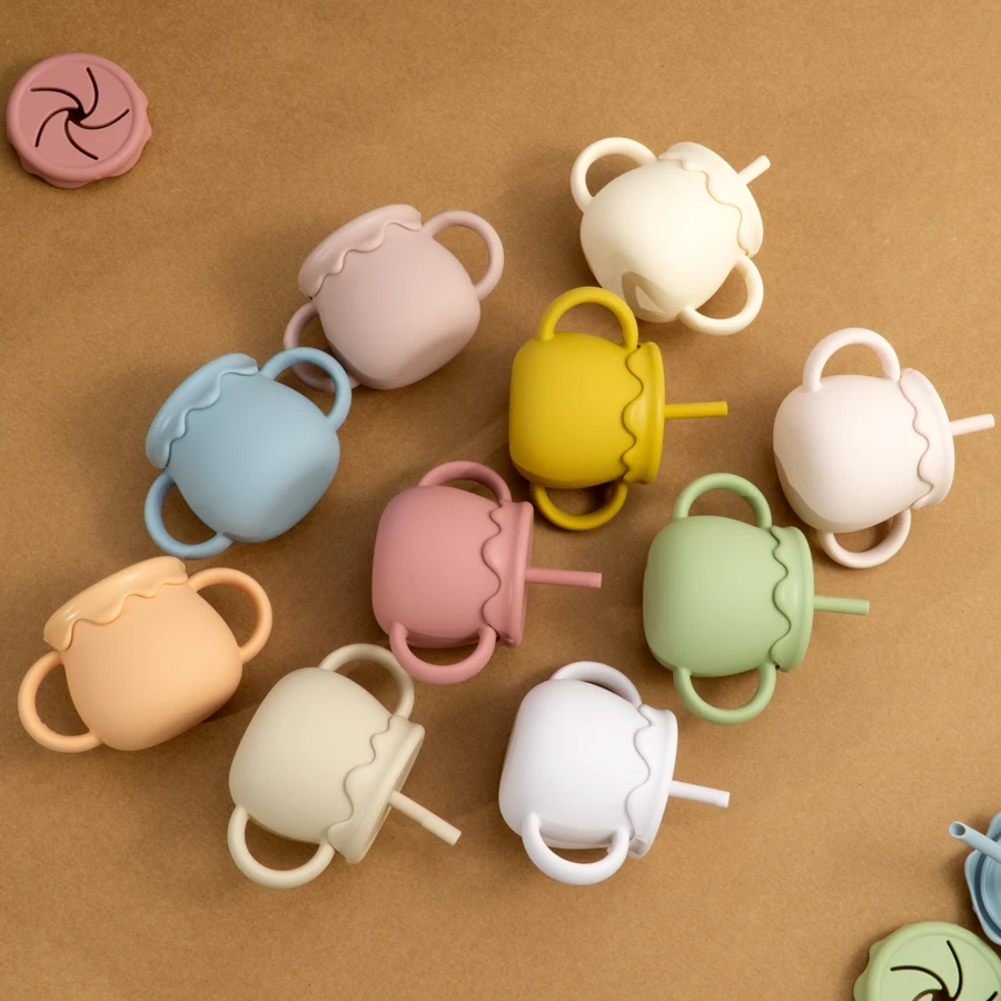 Vaso de aprendizaje portátil para bebé con tapa para sorber - imagen 5