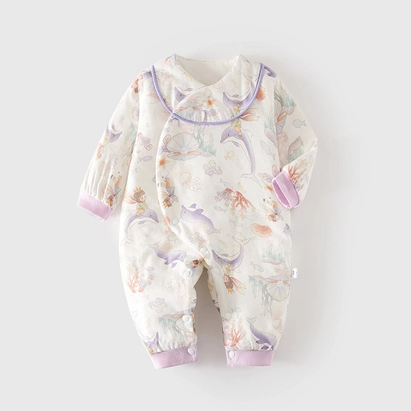 Pichi floral de invierno para bebé niña – Algodón suave - imagen 3