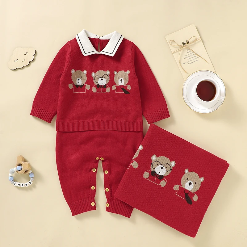 Conjunto ropa bebé algodón: mono manga larga con manta nórdica - imagen 2