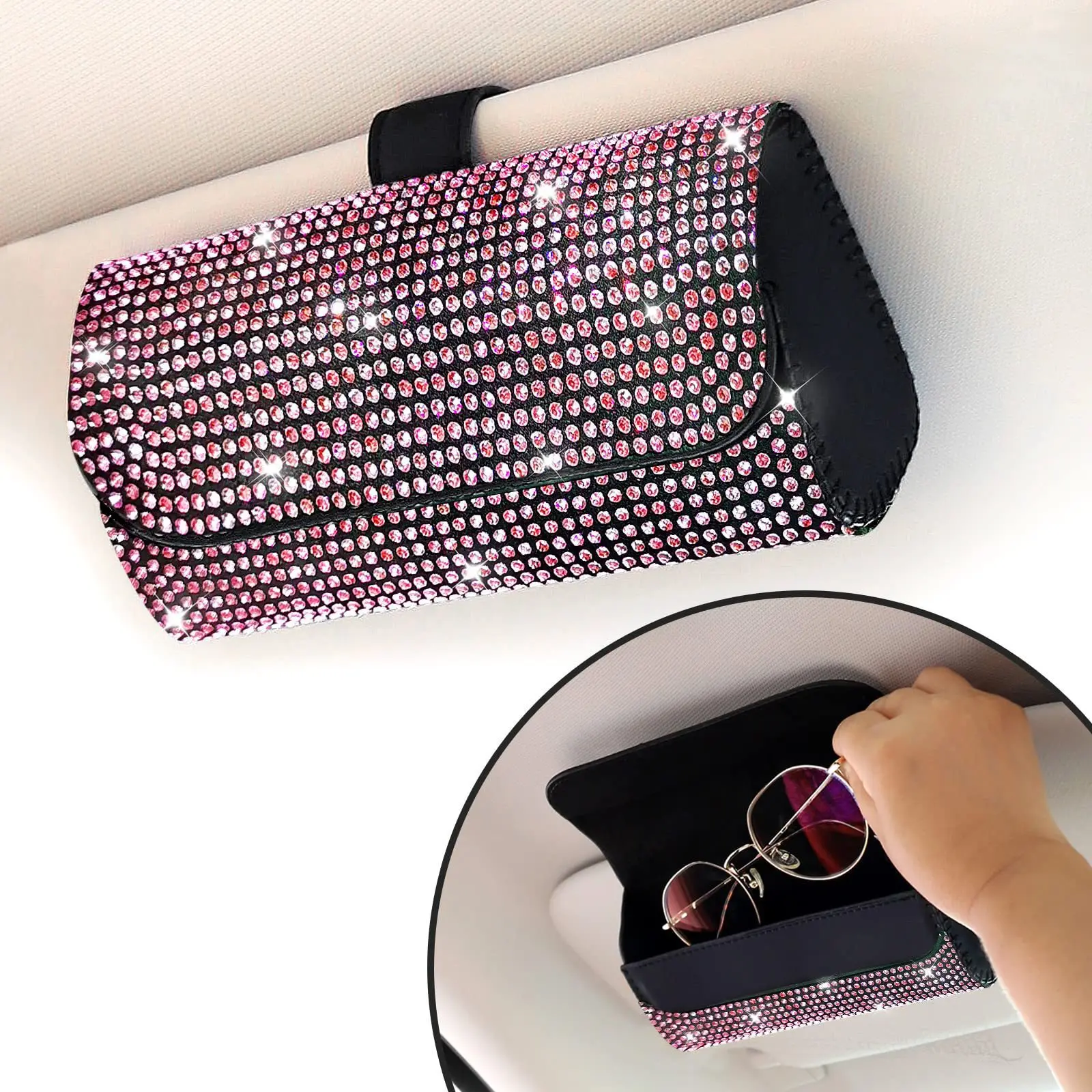 Estuche organizador para gafas solares de coche con pedrería - imagen 3