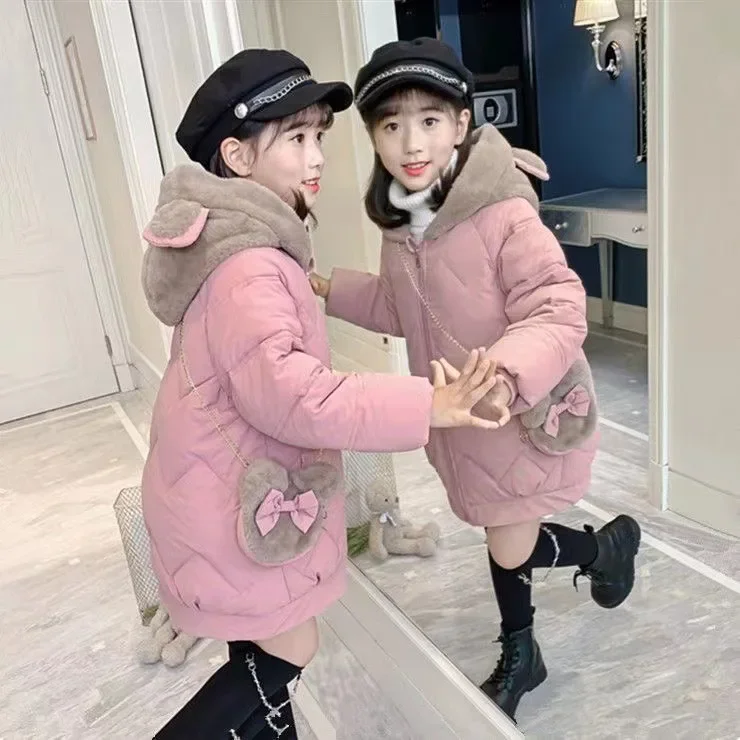 Chaqueta de invierno de algodón grueso con forro polar para niña - imagen 5