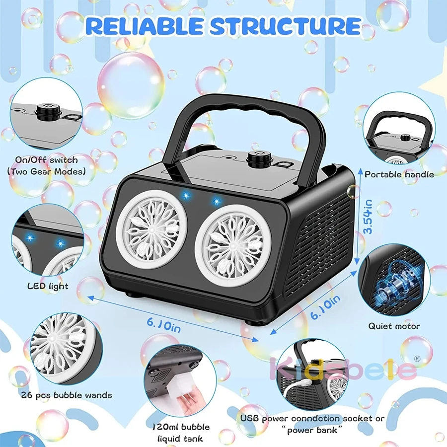 Soplador automático de burbujas para niños – Portátil y resistente - imagen 5