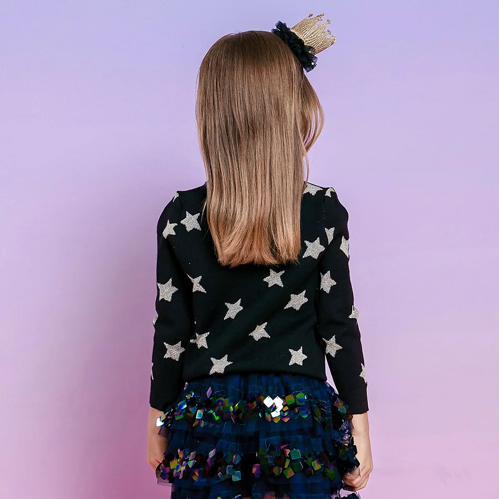 DXTON Cárdigan de algodón para niñas con estrellas de manga larga - imagen 3