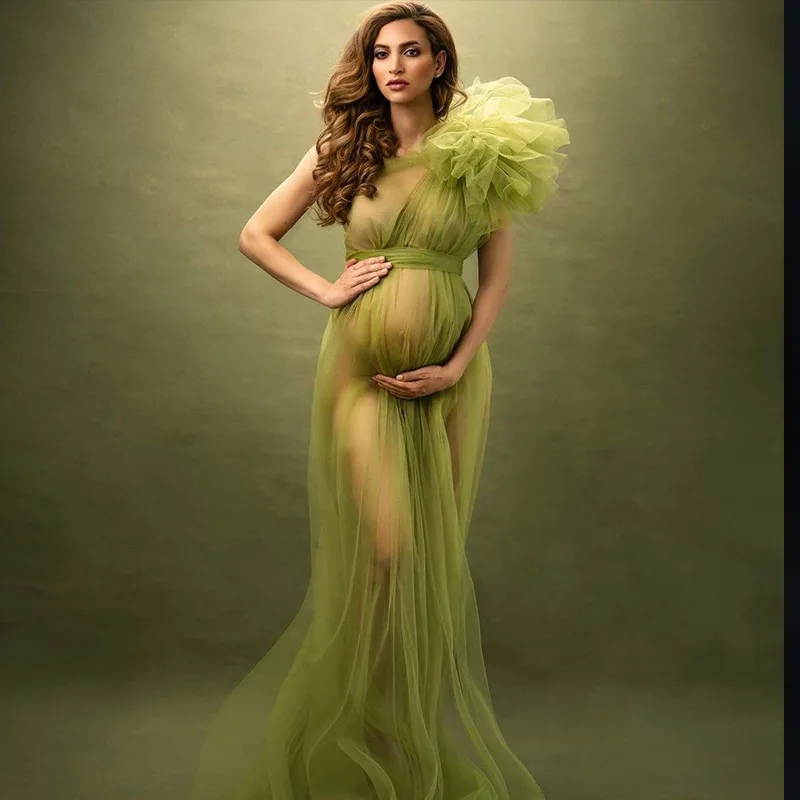 Vestido premamá negro largo maxi para fotos y celebraciones - imagen 4