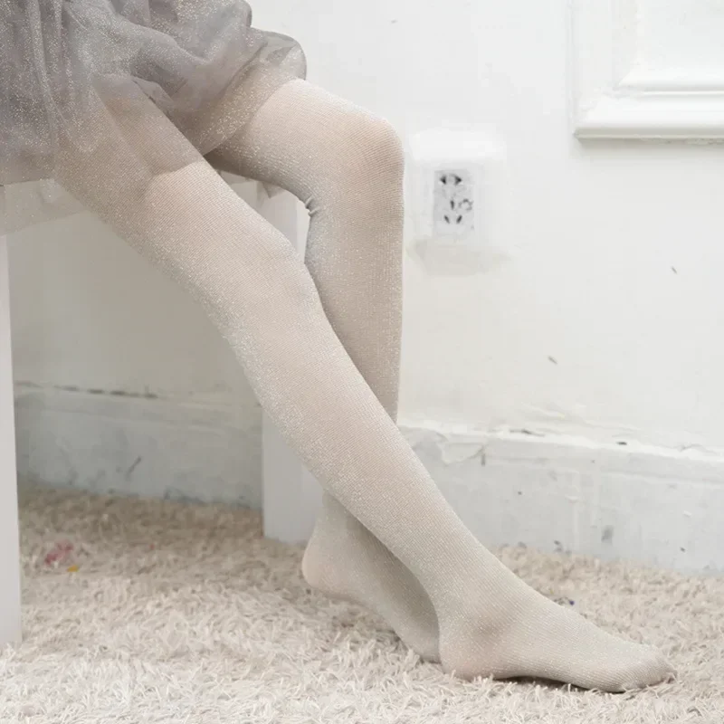 Pantimedias de ballet con brillo plateado para niña – Tallas 0-12 años - imagen 3