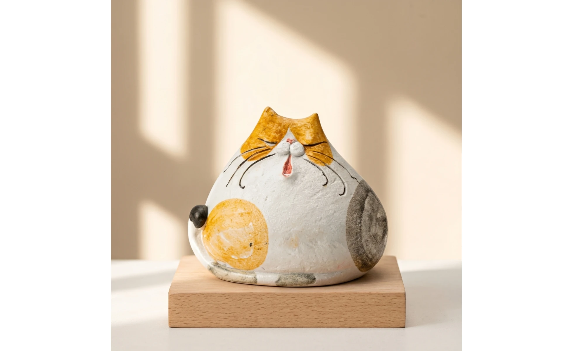 Figura de gato de cerámica mate abstracta
