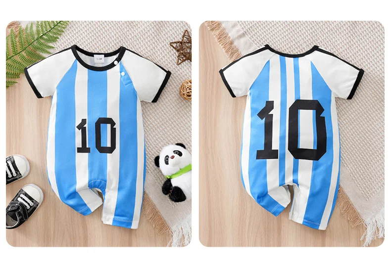 Detalle del estampado de rayas y número 10