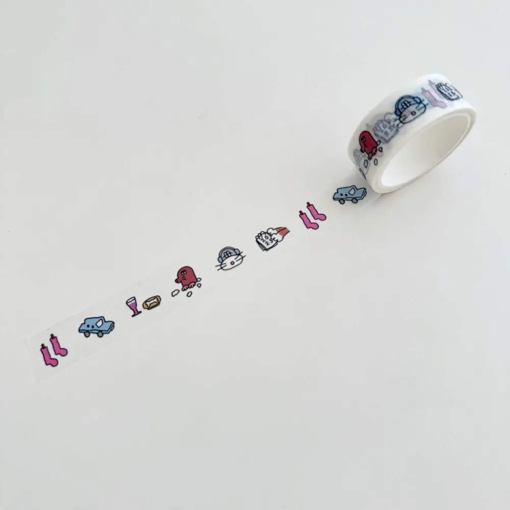 Cinta washi decorativa con perros y delfines, estilo coreano - imagen 2