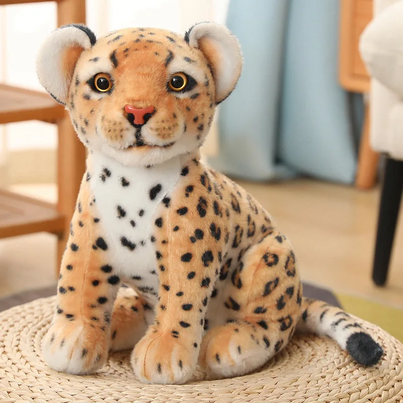 Peluche leopardo blanco sentado realista, decoración y regalo - imagen 4