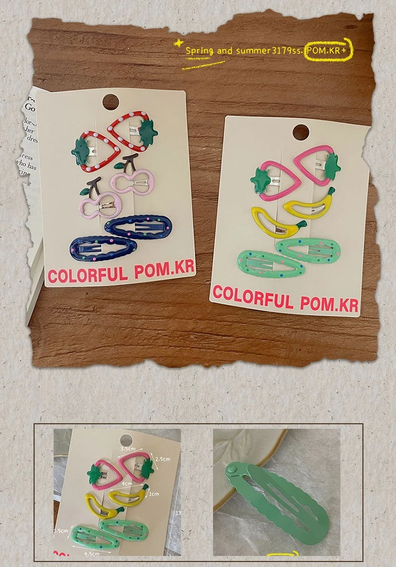 Pinzas infantiles con diseño frutal
