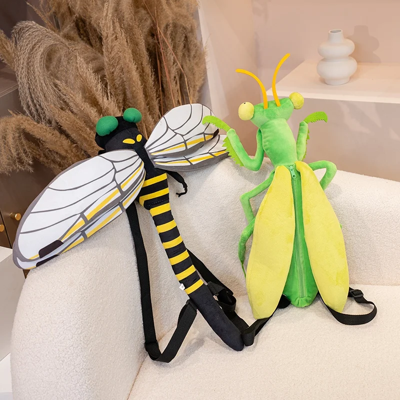 Mochila infantil creativa de peluche insectos libélula y mantis - imagen 2