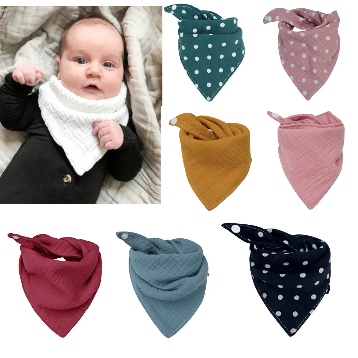 Babero de algodón bebé bandana multiuso para saliva y eructos - imagen 5