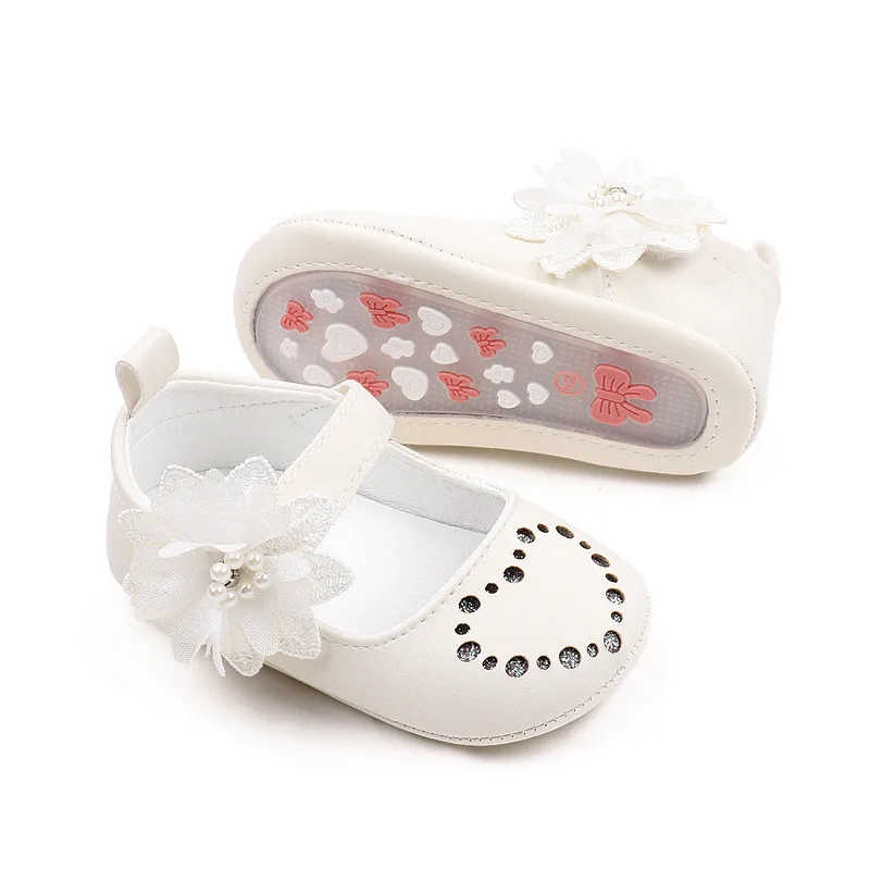 Zapatos primeros pasos antideslizantes – Cuero PU con flores para niña - imagen 5