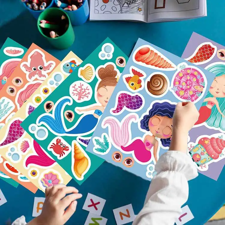 Pegatinas sirena y princesa kawaii para niños – Set de 8 unidades - imagen 5