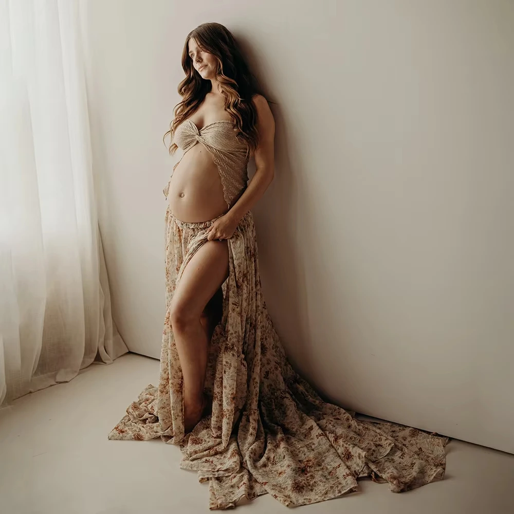 Vestido de maternidad en gasa estampada