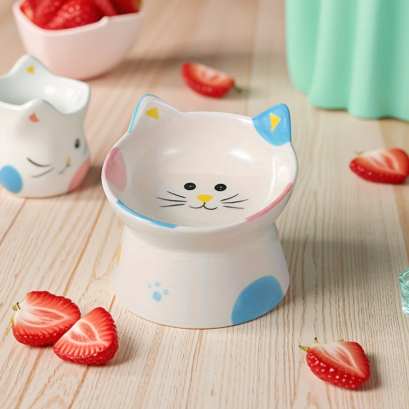 Plato elevado para gatos de cerámica con base baja anti bigotes - imagen 5