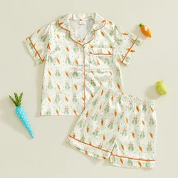 Tregren pijama Pascua conejito de manga corta para niña, dos piezas