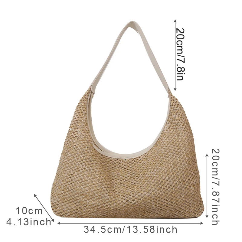 Bolso de playa tejido para mujer, hombro y mano en verano - imagen 3