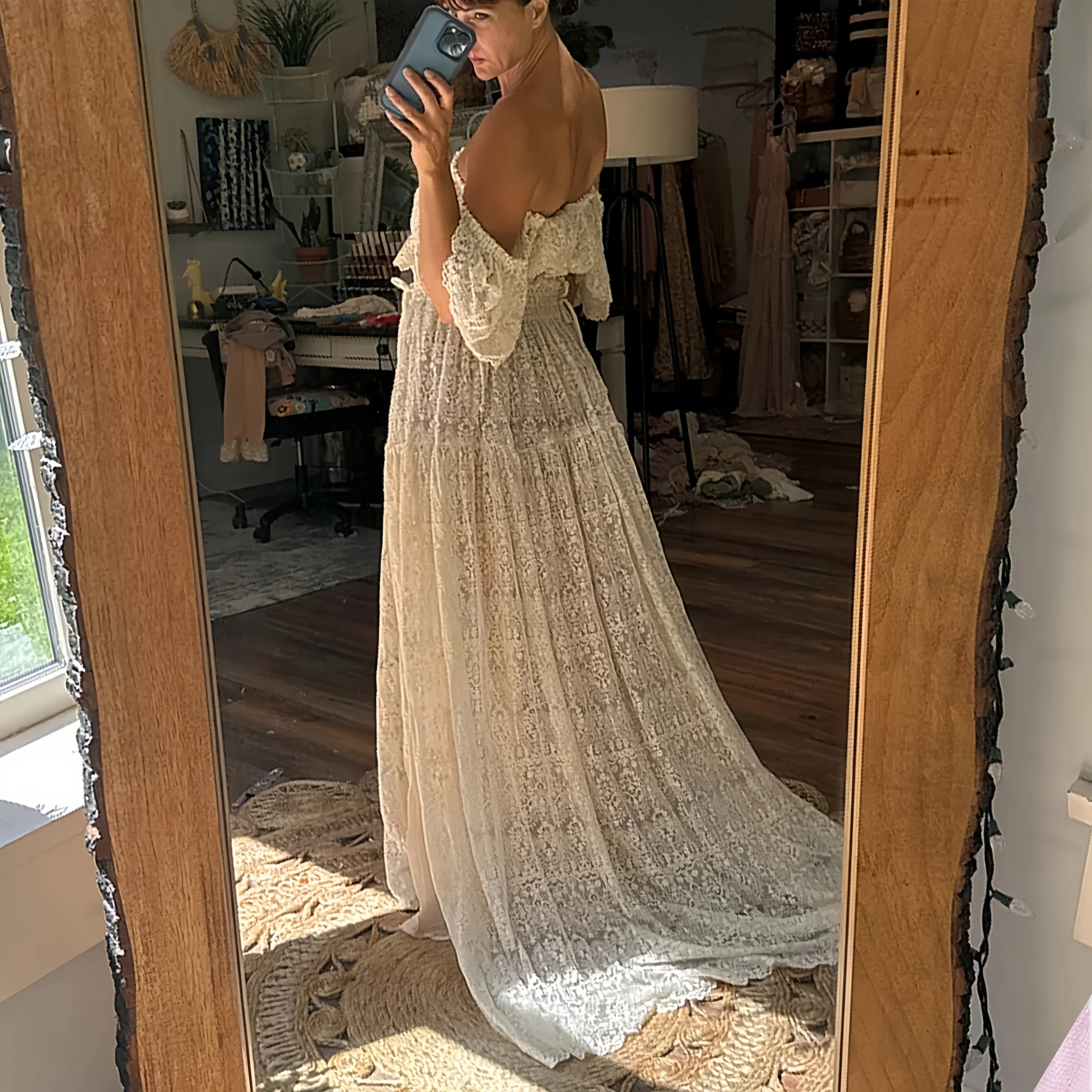 Vestido largo encaje premamá boho fotográfico - imagen 2