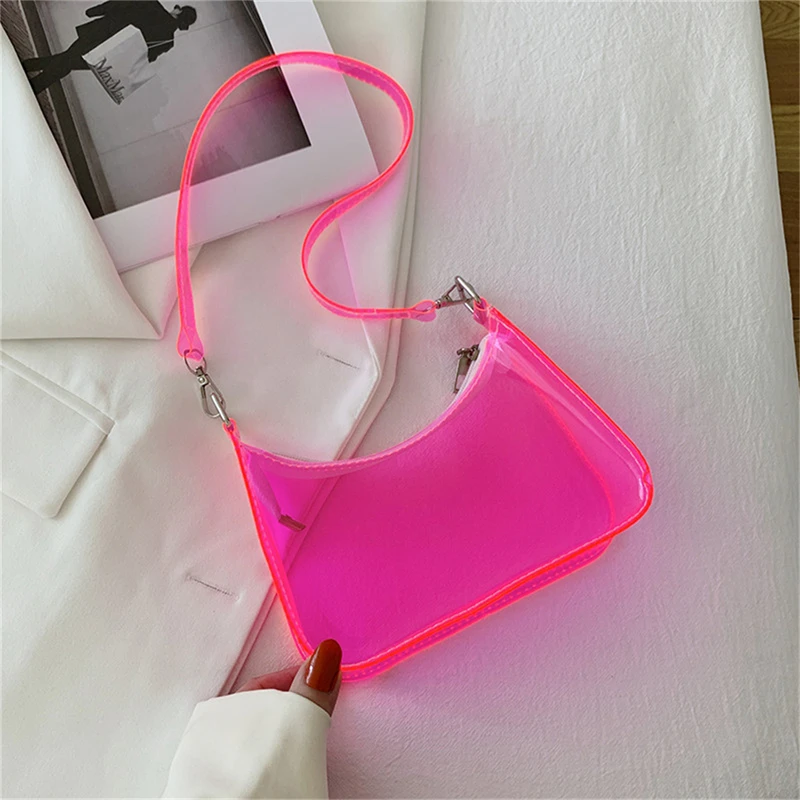Bolso bandolera transparente de PVC estilo vintage para diario