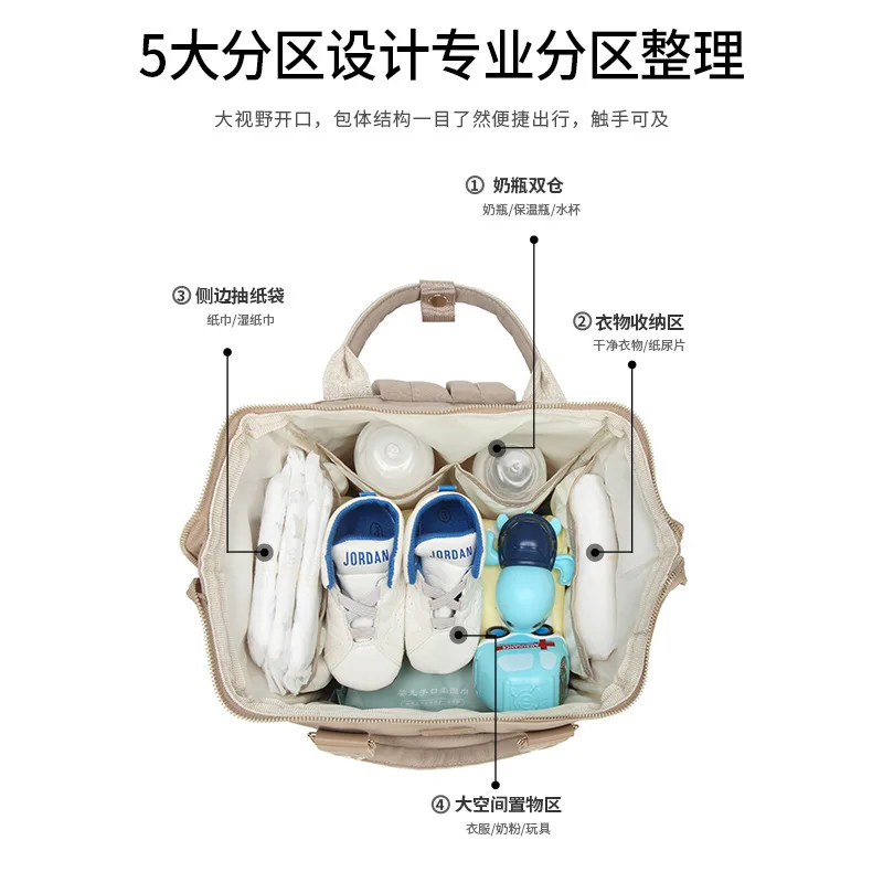 Bolsa de pañales gran capacidad con mochila portátil para bebé - imagen 4
