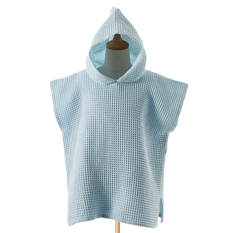 Toalla poncho con capucha de algodón para niños, bata de playa