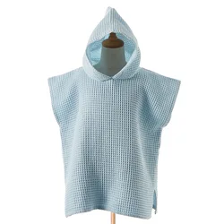 Toalla poncho con capucha de algodón para niños, bata de playa