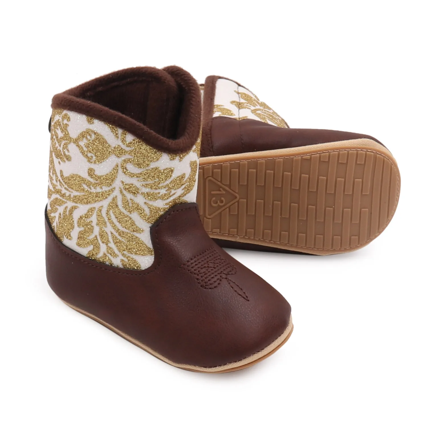 Botas vaqueras altas de cuero PU bordadas para bebés - imagen 5