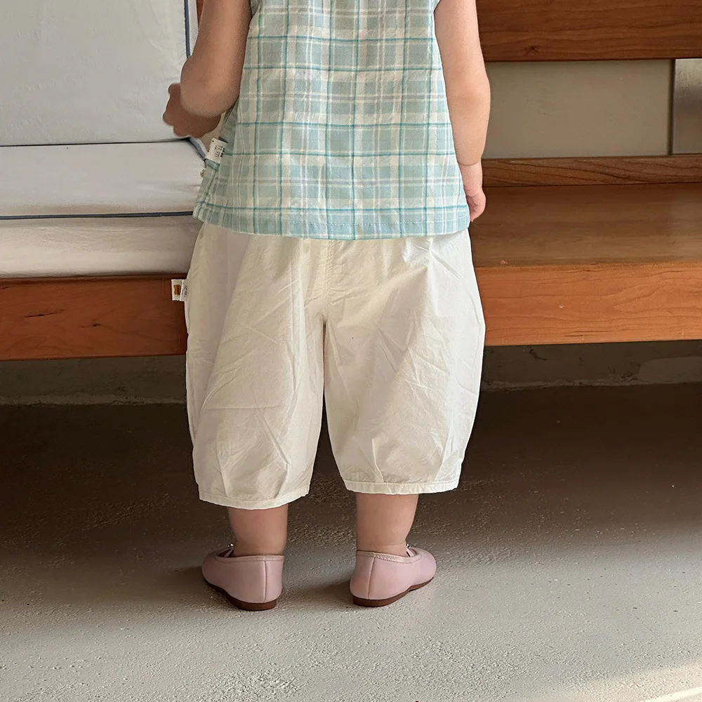 Pantalones capri de algodón fino para niñas – holgados y lisos - imagen 5