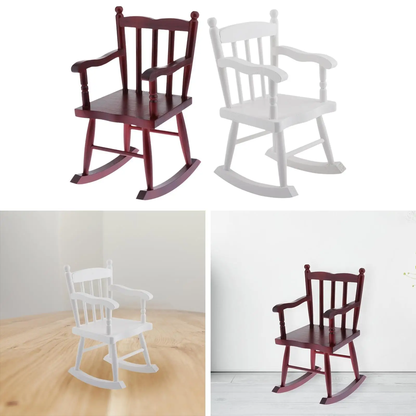 Silla mecedora para casa de muñecas, artesanal para micropaisaje - imagen 3