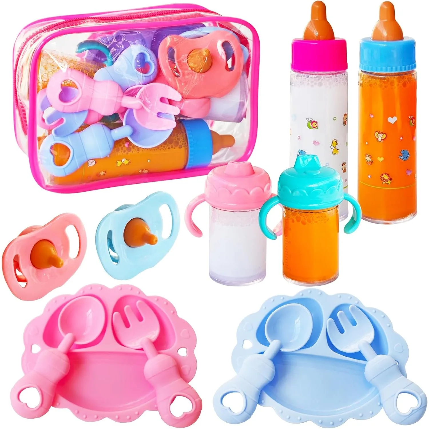 Accesorios para muñecas bebé: biberones y chupetes de juego