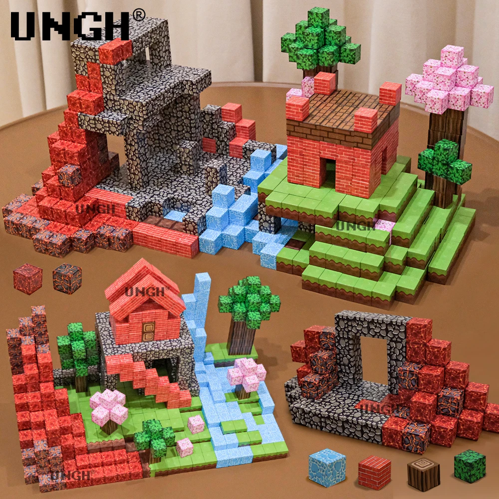 UNGH Bloques magnéticos de construcción con figuras para niños