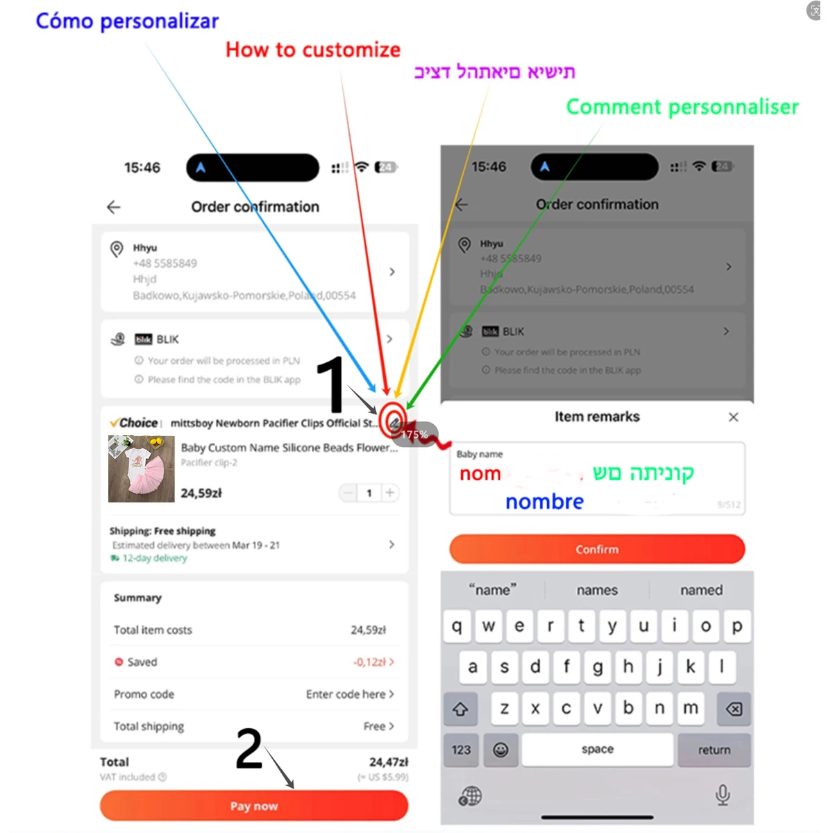 Pelele personalizado manga larga para bebé, cumpleaños de princesa - imagen 4