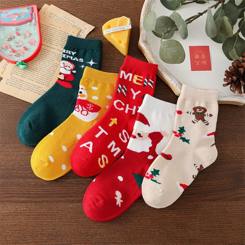 Calcetines navideños de algodón con Papá Noel para niños - imagen 3