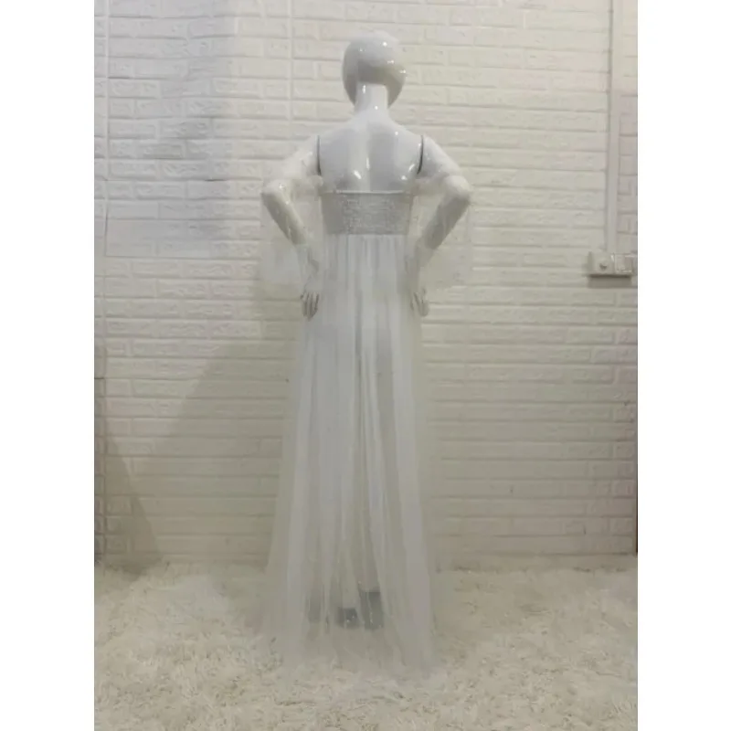 Vestido de maternidad para sesión de fotos perla con hilo blanco - imagen 5
