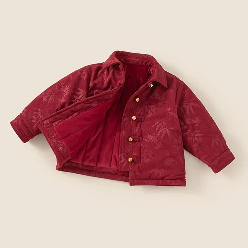 Conjunto de invierno para bebé estilo chino rojo, manga larga cálido - imagen 3
