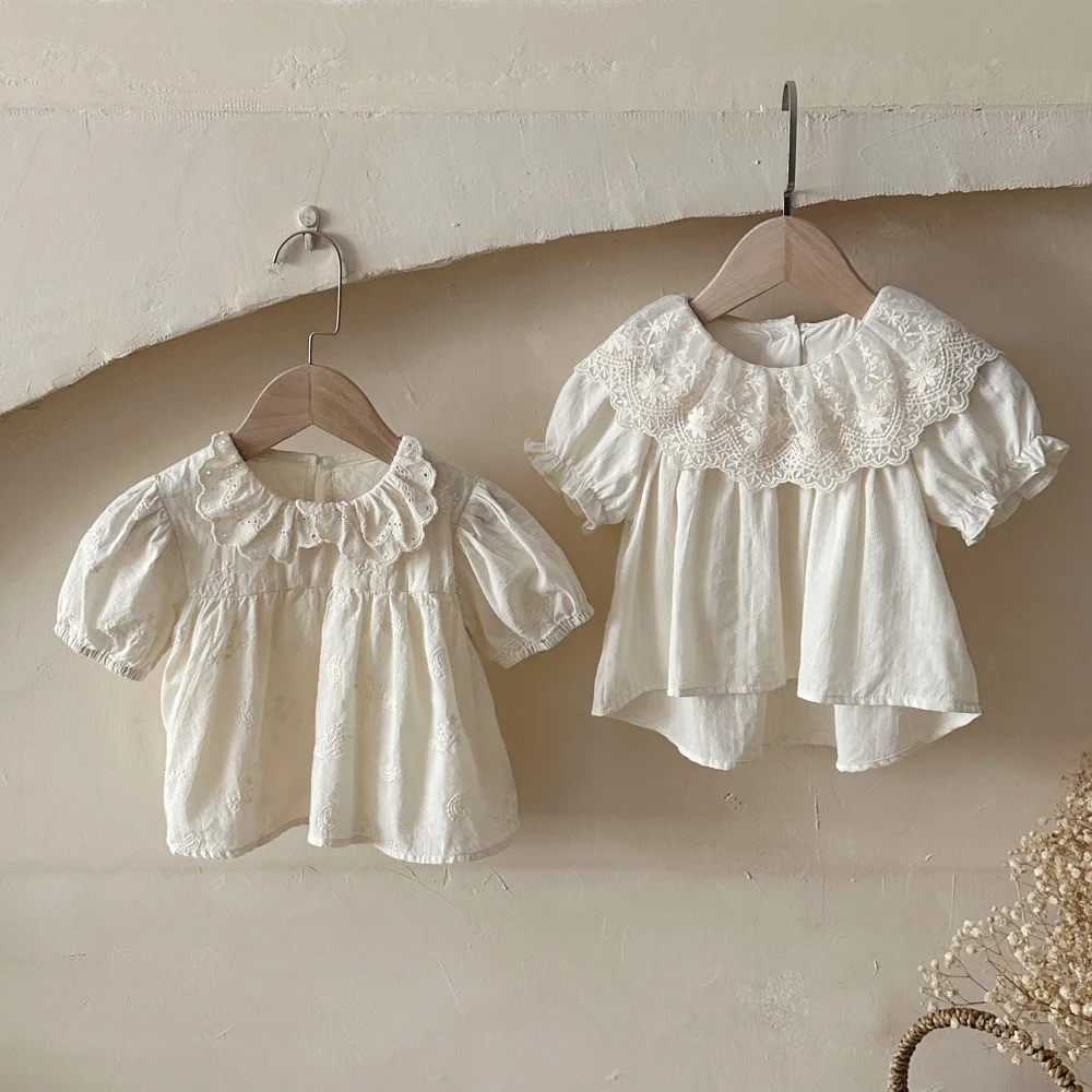 MILANCEL camisa de verano bebé con encaje floral ventilada