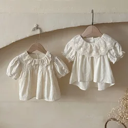 MILANCEL camisa de verano bebé con encaje floral ventilada