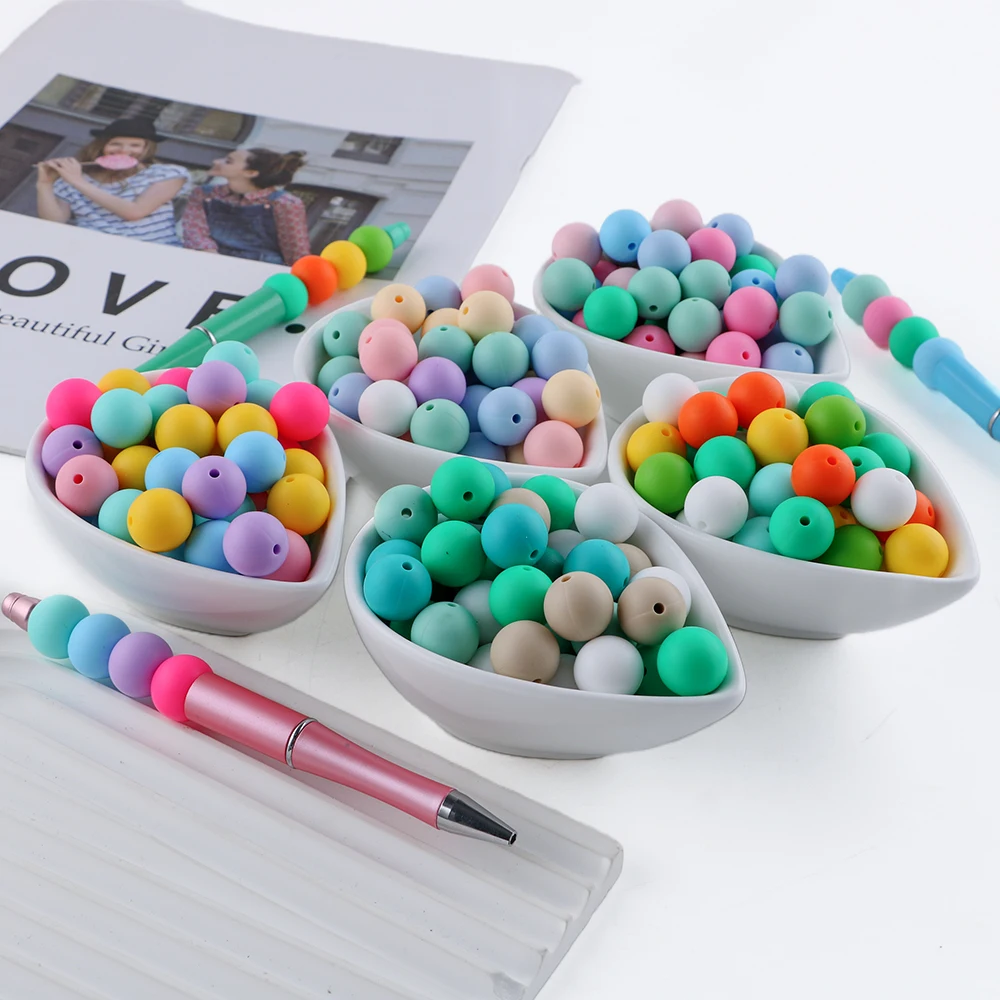 Cuentas de silicona redondas para manualidades infantiles de joyería
