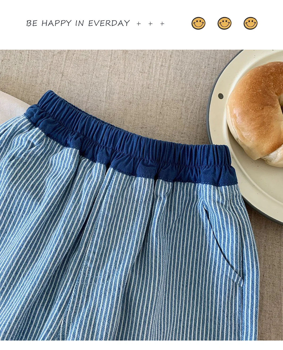 Pantalones vaqueros de algodón con rayas retro para niños - imagen 3