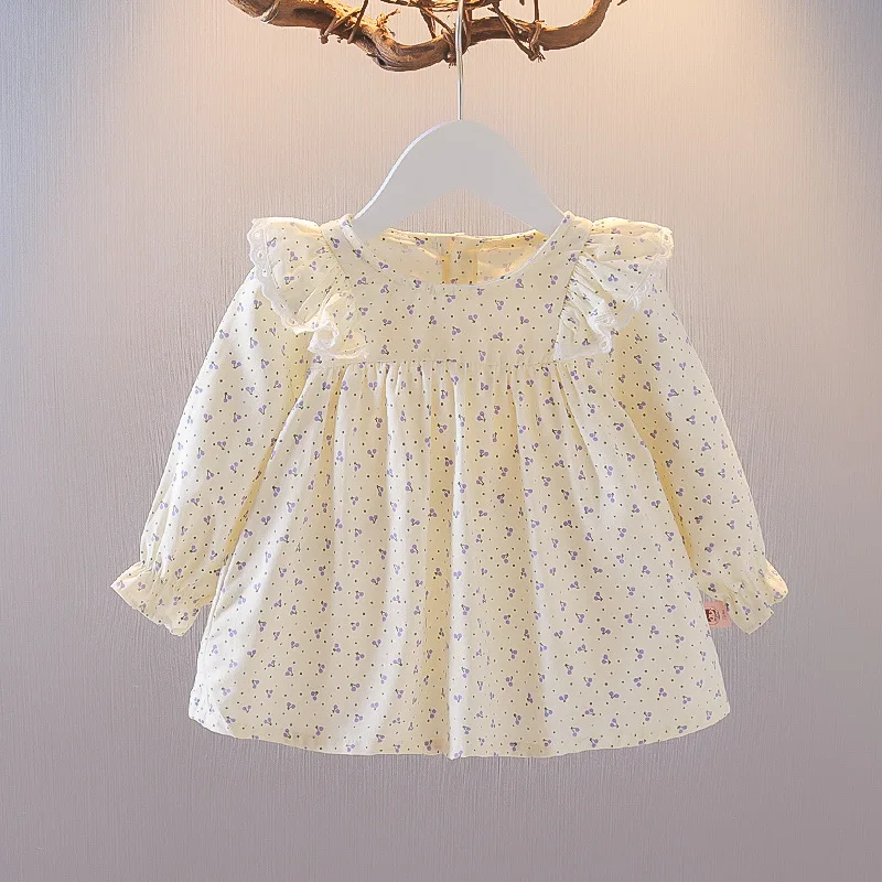 Camisa floral de algodón para niñas - Manga larga, primavera y otoño