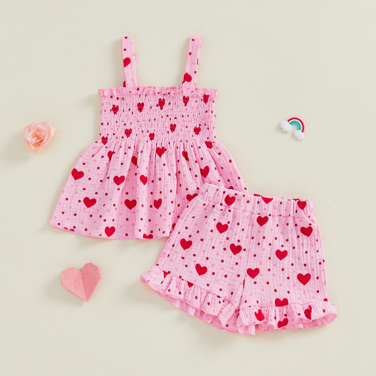 Tregren conjunto bebé niña San Valentín con volantes y corazones - imagen 3