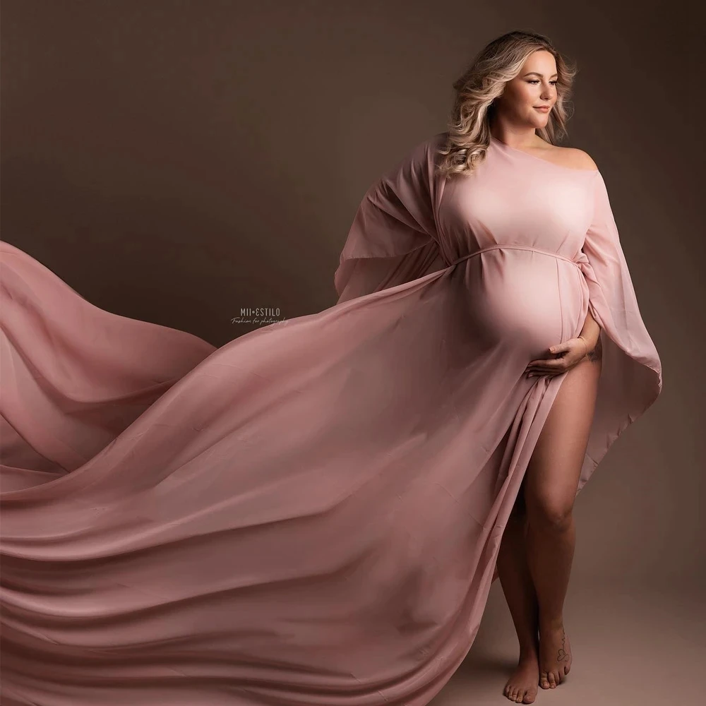 Vestido embarazada fotos satín tul gasá sesión suave elegante - imagen 4