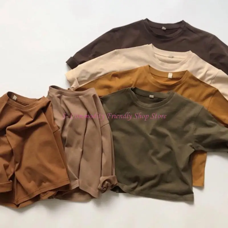 85AE Camiseta manga larga algodón para niña, color liso - imagen 2